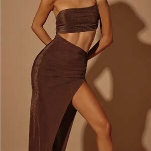 One shoulder cut out maxi dress